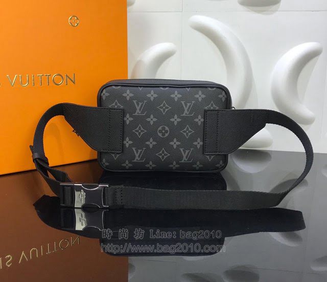 LV腰包 M30245 限量版 路易威登Outdoor腰包 LV男胸包 LV黑花Taïga皮革男腰包  ydh2970